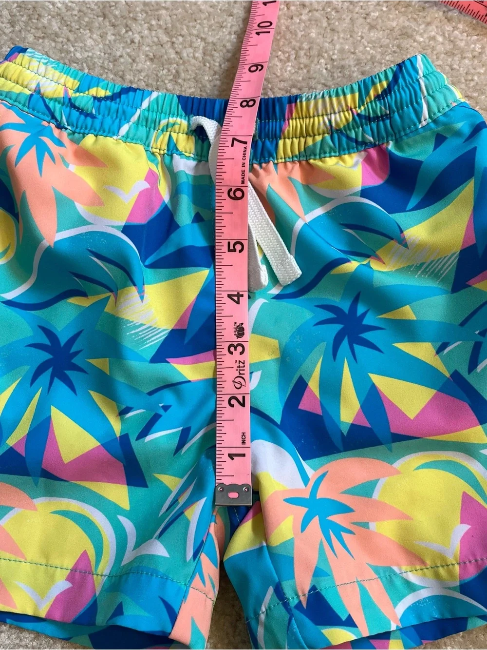 Chubbies Kids Swim Shorts Boys Toddler 4T Teal Blue Trunks Tropical Colorful